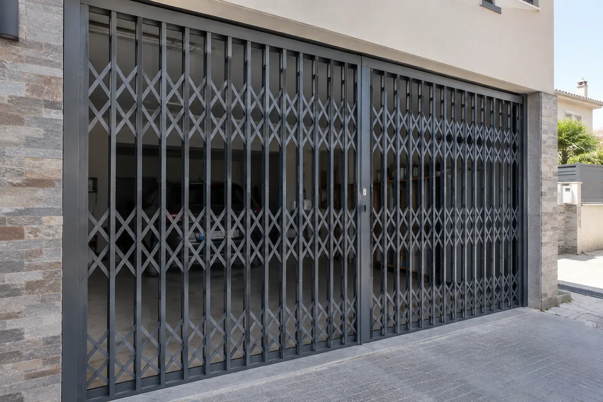 Reja de ballesta en la puerta de un garaje (Navarra)